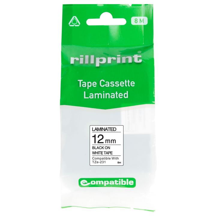 Label tape TZe-231 12 mm black/white 6 pcs