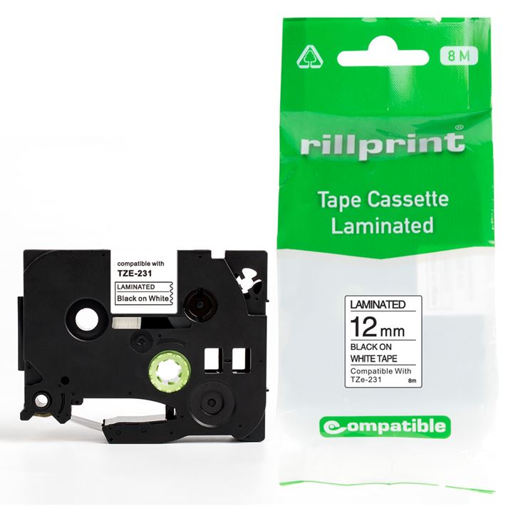 Label tape TZe-231 12 mm black/white 6 pcs