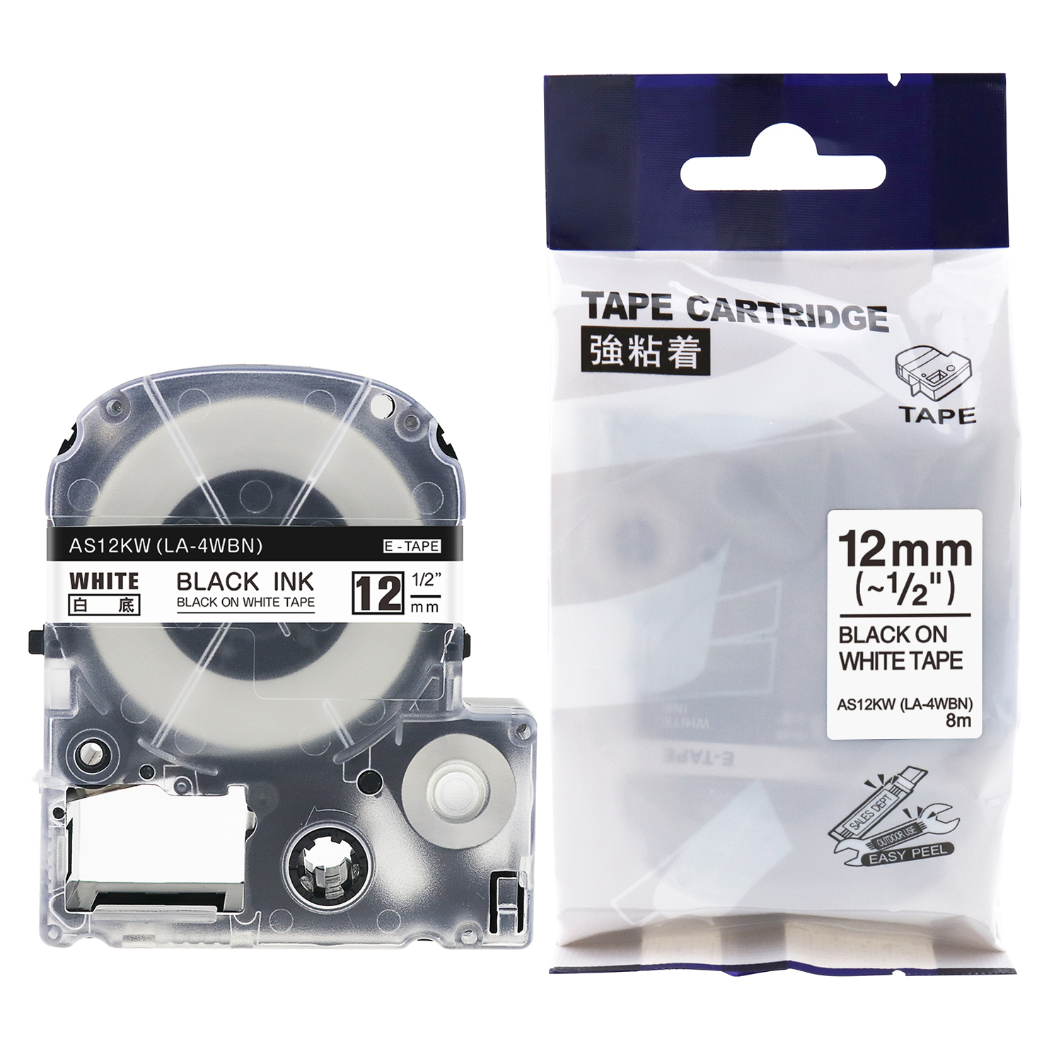 Epson/KJ 12 mm black on white AS12KW