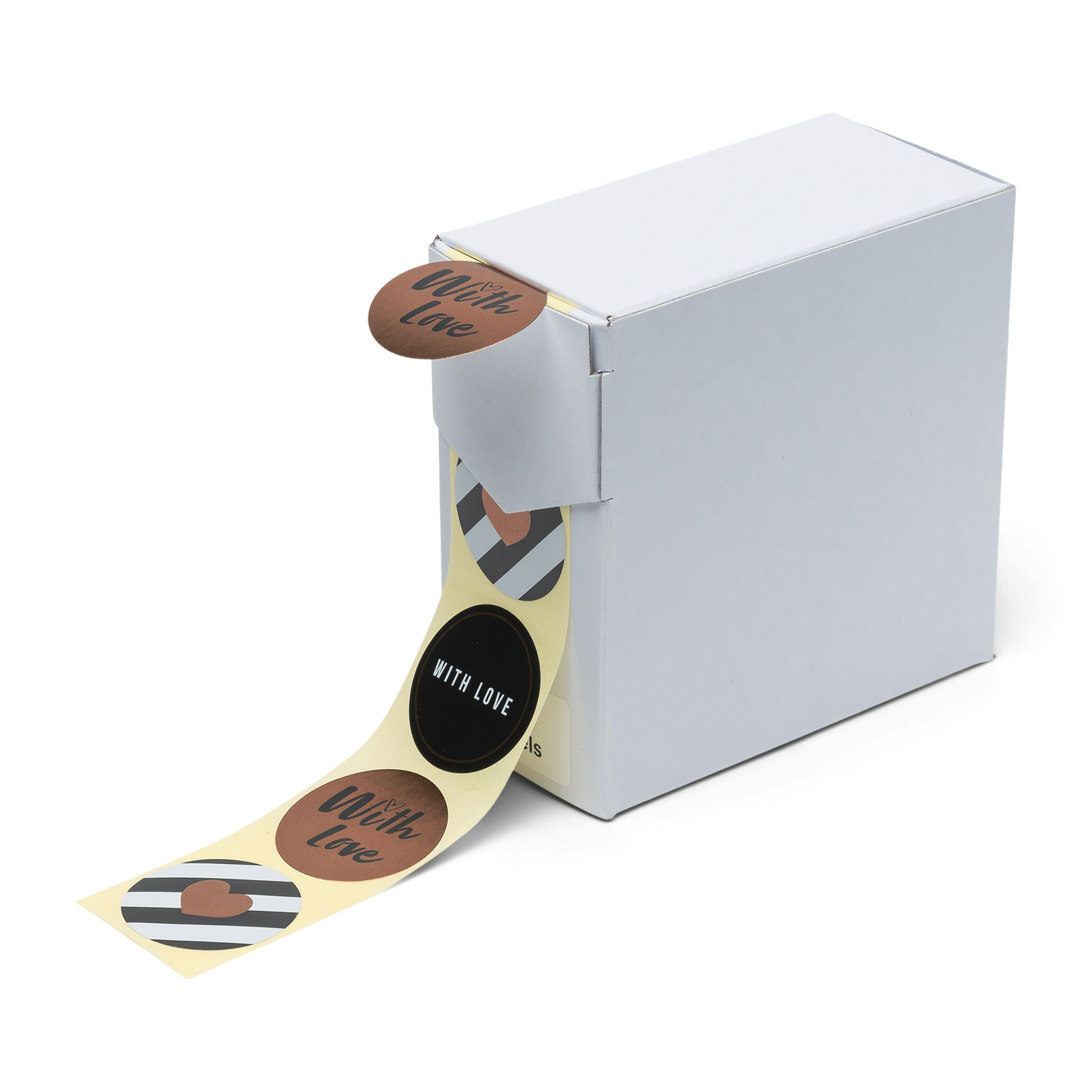 Etiketten Rillprint rol 250 stuks metallic ø35 with love